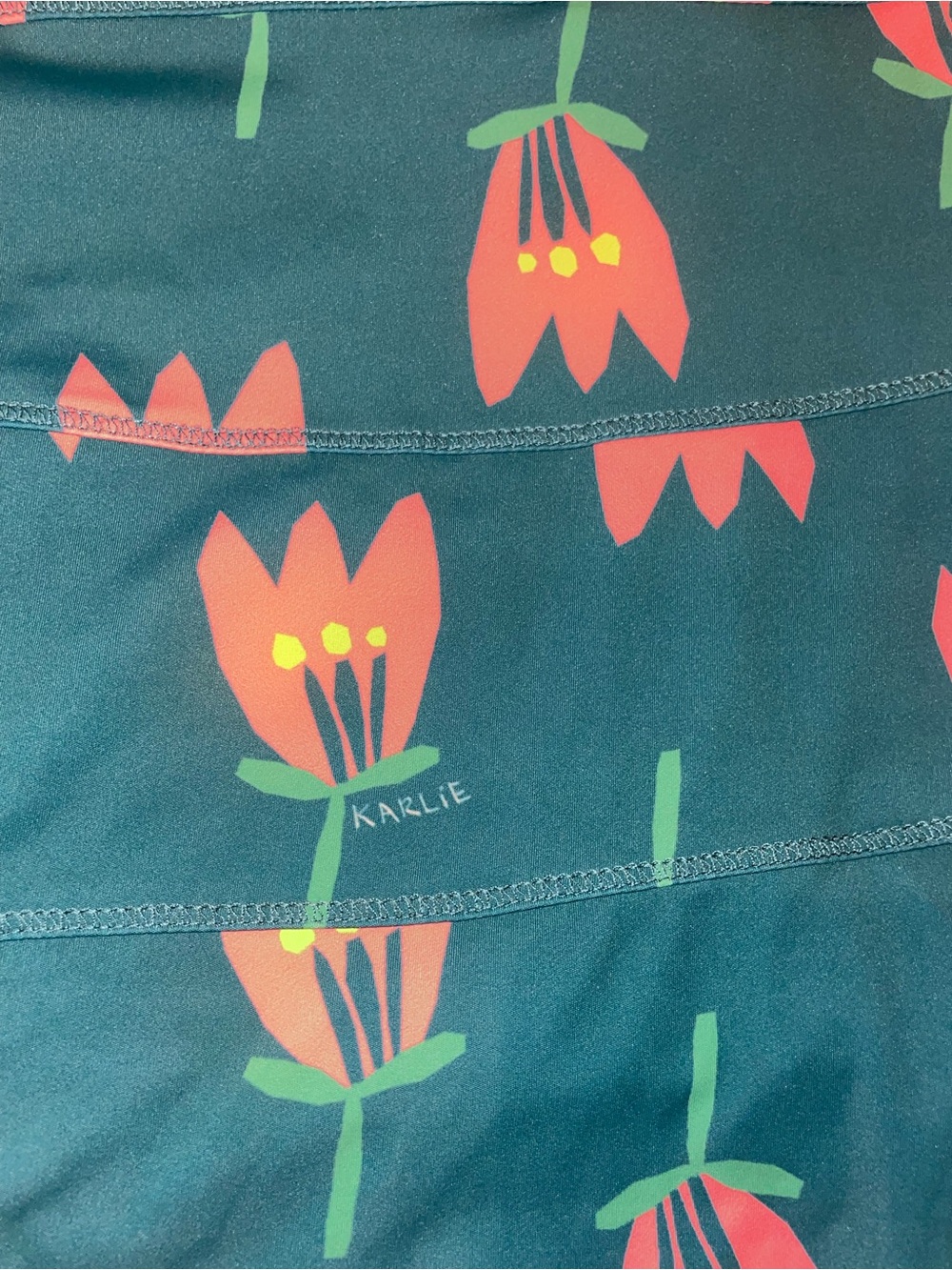 KARLIE Teal Floral Scallop Hem Skort with Pink Tulip Print - Picture 2 of 5